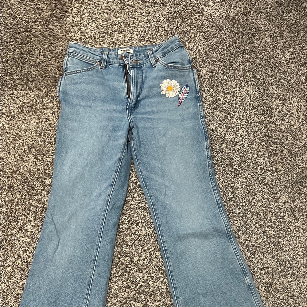 Wrangler Light Blue Floral Flare Jeans
